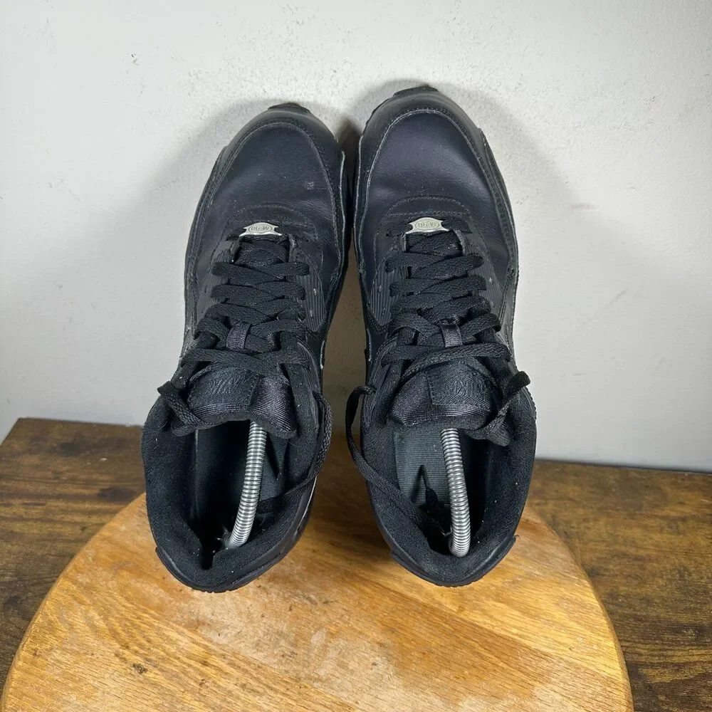Nike Air Max 90 Leather Shoes Black Men's Size 10 Black Shoe 302519-001
